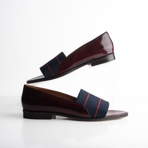 Band of Outsiders Womens Loafers Peep Toe Shoes Navy Blue US 8 EU 38.5 New - Picture 2 of 8